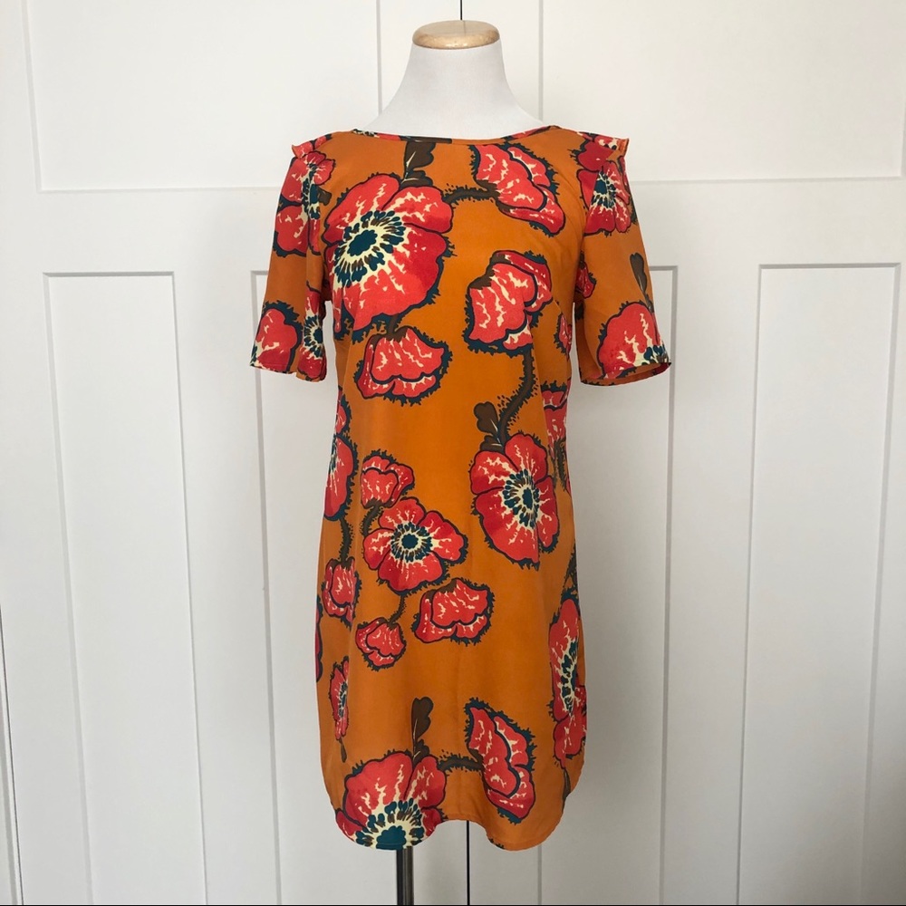 Tucker for Target Floral Shift Dress Ruffled Back